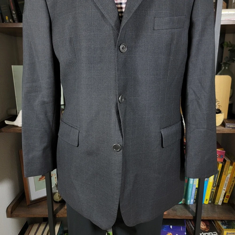 VTG Brooks Brothers 346 Men's Sport Coat Blazer Three Button Gray Plaid Wool 44R